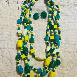 Multicolor Beaded Necklace and Earring Set